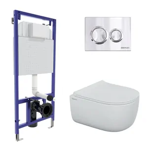 BERGES комплект инсталляция NOVUM525, клавиша смыва хром глянец, унитаз EGO с сиденьем 043249