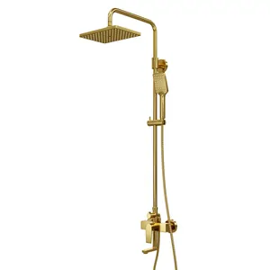 Душевая система WasserKRAFT A15501 однозахватный смеситель, верхний/ручной душ, мат. золото