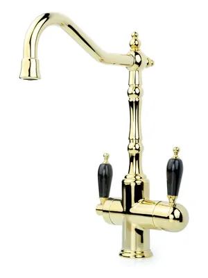 Смеситель Boheme Oro 112-BLC для кухни, однозахватный, c краном для п/воды, золото
