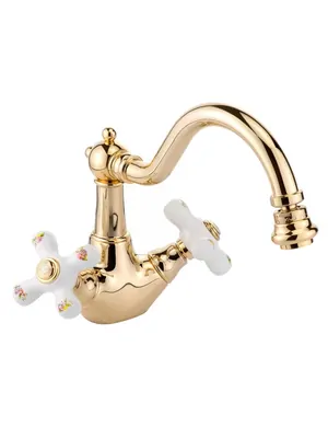 Смеситель для биде Migliore с донным клапаном click-clack, белый/золото ML.PRO-8844.DO