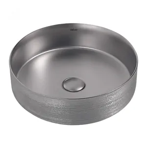 Раковина накладная ABBER d400 без отв. под смеситель и перелив,серебро мат. AC2109BSM