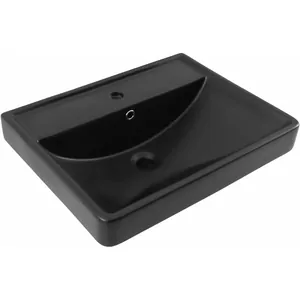 Раковина Aquanet Ирис 60 600х470х210 накладная на тумбу, черный матовый 329247