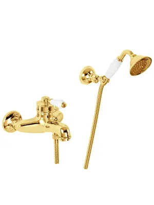Смеситель для ванны/душа Migliore настенный, ручка белая, золото ML.ERM-7002.BI.DO