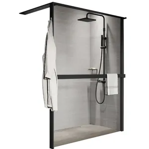 Душевое ограждение Novellini HWS 1400х2000 правое, п/держ., прозр./черный KUADHWSPS140D-1H