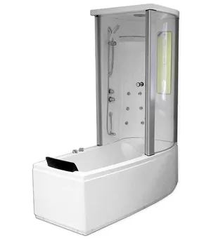 Акриловая ванна Gemy (1700х850х2200) гидромассажная, с душевой кабиной, правая G8040B R