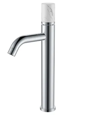 Смеситель Boheme 122-CR-MR-W для раковины, на 1 отв,однозахв, ручка мрамор, хром