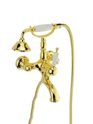 Смеситель для ванны/душа Migliore настенный, ручка белая, золото ML.OXF-6302.BI.DO