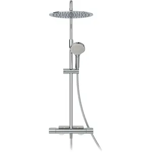 Душевая система Jacob Delafon с термостатом, шлангом, ручным душем, с полкой, хром E26589-CP