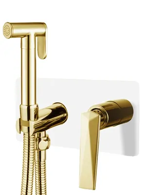 Смеситель Boheme 387-W встраиваемый, с гигиеническим душем, однозахватный, белый+золото