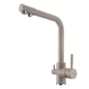 Смеситель AQUATON 1AX004FCXX250 для мойки, с краном для питьевой воды, серый шелк