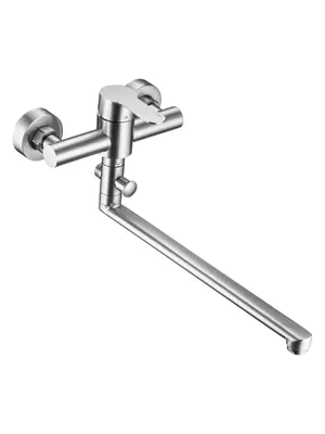 Смеситель для ванны/душа Swedbe L11307 с изливом 322мм Z формы и дивертером, сталь нержавеющ