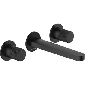 Смеситель WasserKRAFT 5245 для умывальника, встраиваемый, двухзахватный, черный Soft-touch