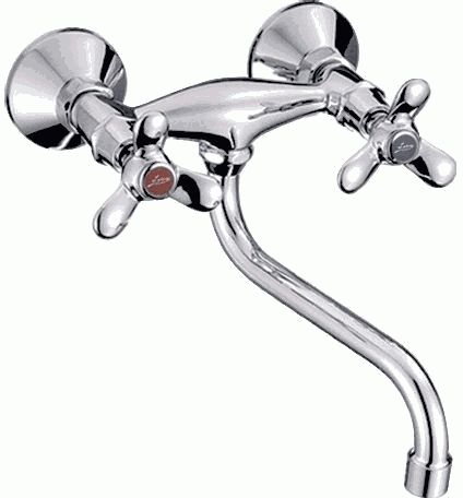 Смеситель Ledeme Н12 настенный. для кухни, поворотный излив, двухзахватный, хром L4612