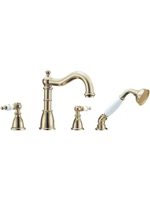 Смеситель Boheme Provanse Ripresa 394 на борт ванны, с душевым гарнитуром, двухзахватный, бронза