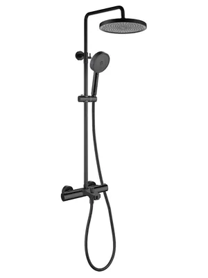 Душевая система Aquatek AQ2043MB для ванны/душа, термостат, верхний/ручной душ, черный матовый