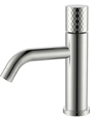 Смеситель Boheme 121-NB для раковины, на 1 отверстие, однозахватный, ручка diamond,никель браш