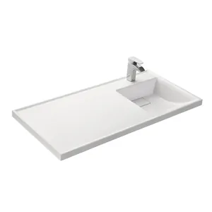 Раковина Aquaton 105 1A72223KLH010 1050x500x150 д/стир.маш., литой мрамор, чаша справа, белая