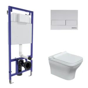 BERGES комплект инсталляция NOVUM, клавиша L4 белая, унитаз Strati Rimless, сиденье 042455