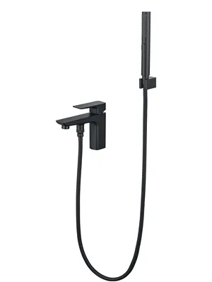 Смеситель Aquatek AQ1044MB на борт ванны, однозахватный, на 1 отв., с ручным душем, черный мат