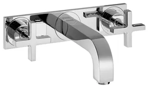 Смеситель Axor 393140 для умывальника двухзахв. (крестовые) на 3 отв., настенный,излив 166