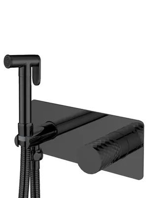 Смеситель Boheme 127-BB встраиваемый, с гиг душем, однозахв, ручка:diamond, черный