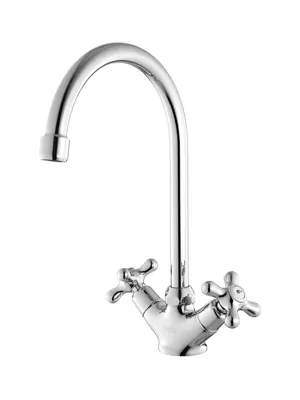 Смеситель IDDIS для кухни 59000T4C+W04 крестовые ручки, высокий поворотный излив 176мм