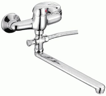 Смеситель Ledeme Н15 настенный, для ванны и душа, поворотный излив, с душевой лейкой, хром L2115