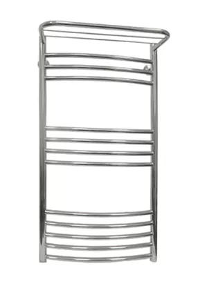 Полотенцесушитель Флагман "Лесенка" изогнутая с полочкой 600х400 нерж.сталь, правое боковое подкл. D-1"