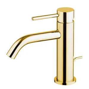 Смеситель для раковины FIMA Carlo Frattini низкий излив, с д/к, браш. золото F3031XSOS