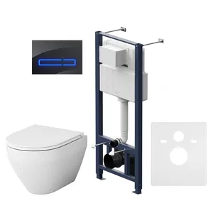 Комплект инсталляции AM.PM клавиша Touch Pro черная + унитаз Spirit 2.0 FlashClean сиденье микролифт IS450A38.701700