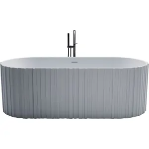 Ванна из искусственного камня Abber (1700x750) отдельностоящая, слив-перелив, белая мат AS9653