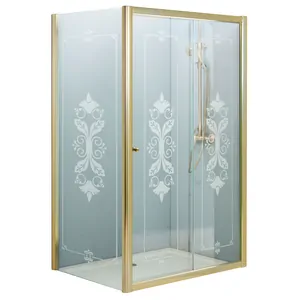 Душевой уголок CEZARES (1190-1210x890-910x1950) AH-1-120/90-SCORREVOLE-CP-G стек. уз/золото
