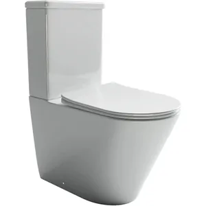 Унитаз-компакт Ceramicanova 850х360х610 безободковый, сиденье микролифт, белый CN1802 (CN1802-B+CN1802-T)