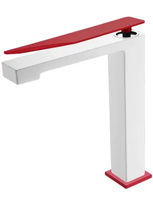 Смеситель Boheme 142-WR.2 для раковины, на 1 отверстие, однозахватный, белый+красный