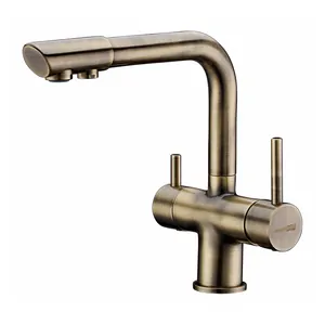 Смеситель для кухни WasserKRAFT однозахватный, с каналом для питьевой воды, светлая бронза