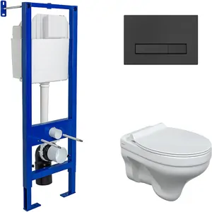 BERGES комплект инсталляция ATOM Line 410, клавиша черная SoftTouch, унитаз ALBIT S, сиденье 042442