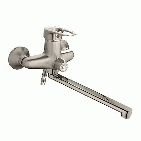 Смеситель Ledeme Н04А настенный, для ванны и душа, однозахватный, с душевой лейкой, сатин L2204A