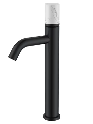 Смеситель Boheme 122-W-MR-B для раковины, на 1 отв,однозахв, ручка мрамор, белый