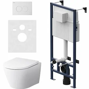 Комплект инсталляции AM.PM клавиша L белый + унитаз Sense с сиденьем IS100101.741701