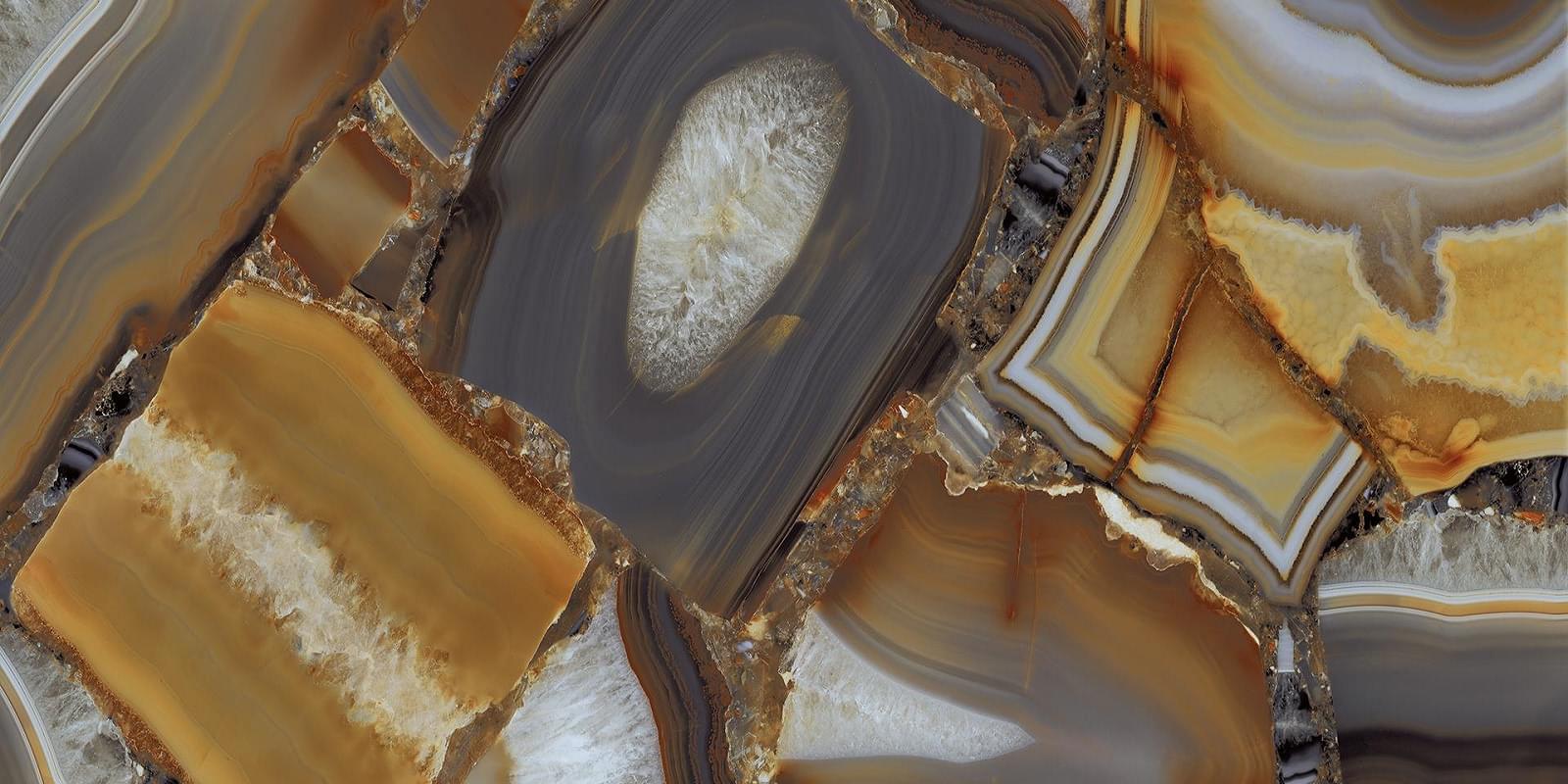 панно Marmi Stuoiato Book Match A Agate Brown Full Lappato 162x324