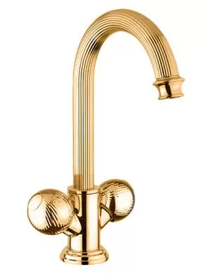 Смеситель CEZARES -LS2-03/24-M для раковины, с донным клапаном, золото 24 карат/ручки металл