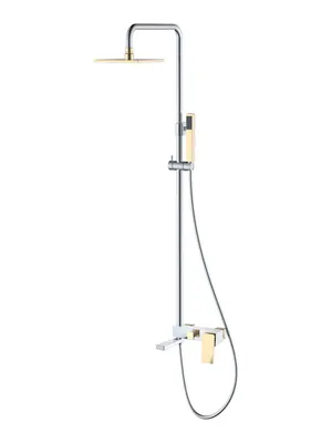 Душевой комплект Boheme 148-CRG.2 настенный, однозахватный, верхний/ручной душ, хром+золото