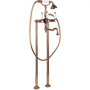 Смеситель CEZARES VDP2-02-Bi для ванны, напольный, ручной душ, бронза/ручки белые