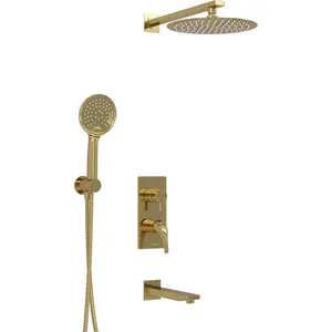 Душевая система WasserKRAFT A71208  встраиваемый смеситель, верхний/ручной душ, золото