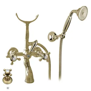 Смеситель для ванны Nicolazzi 1402BZ70 с душевым гарнитуром, ручки Half Dome, бронза