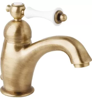 Смеситель CEZARES -LSM1-02-Bi для умывальника, донный клапан, бронза/ручка белая