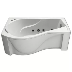 Ванна акриловая BAS 1700х800 угловая, левая, асимметричная с г/м оборудованием FLAT, каркас