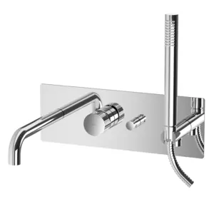 Смеситель для ванны/душа Paffoni 001CR встраиваемый, накладка из нерж.стали, душевой гарнитур