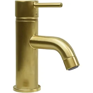 Смеситель для раковины Paini 55 мм, однозахватный, фиксированный излив, золото брашир. 78PJ205