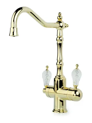 Смеситель Boheme Oro 112-CRST для кухни, однозахватный, c краном для п/воды, золото